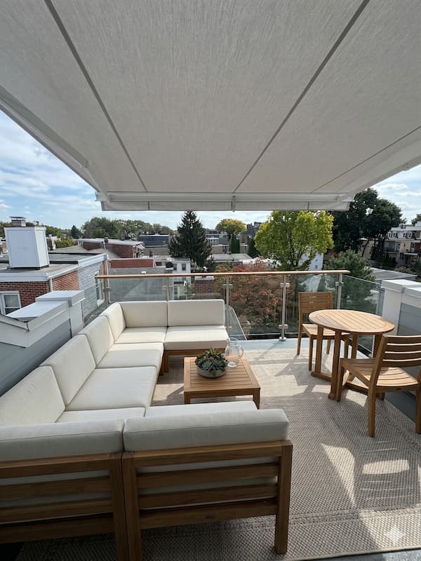 roof-top awning overlooking other city homes